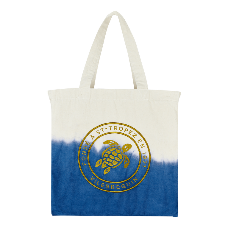 Tote Bag En Lin Imprimé Tortue Tie & Dye - Babel - Bleu