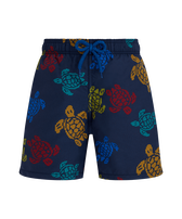 Maillot de bain garçon Ronde des Tortues Tricot - Vilebrequin x Falke Bleu marine vue de face