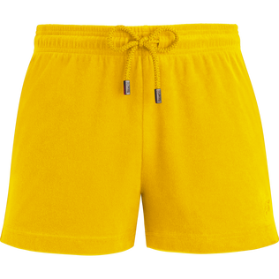 Women Terry Shorts Solid Corn front view