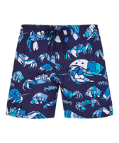 Pantaloncini mare bambino elasticizzati Hermit Crabs Blu marine vista frontale