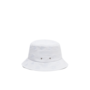 Embroidered Bucket Hat Turtles All Over Bianco vista frontale
