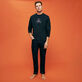 Men Cotton T-Shirt Solid Navy details view 2