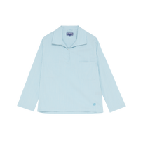 Men Wool Peajacket Shirt Micro Rayures Tailoring Blue topaz front view