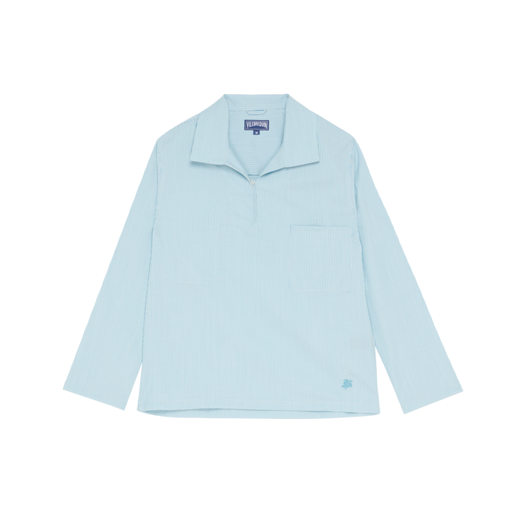 Vilebrequin Men Wool Peajacket Shirt Micro Rayures Tailoring - Comores - Blue - Size S