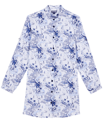 Women Linen Shirt Dress Riviera Ink front view