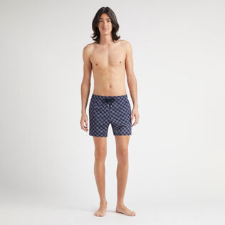 Men Stretch Swim Shorts Turtle Monogram Navy front worn view