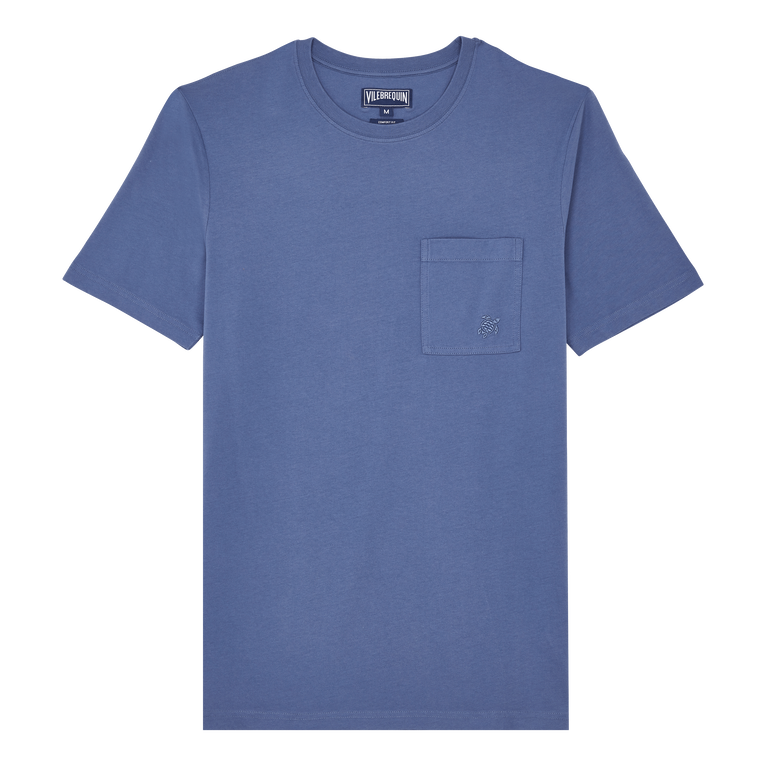 Men Organic Cotton T-shirt Solid - Tee Shirt - Titan - Blue - Size 4XL - Vilebrequin