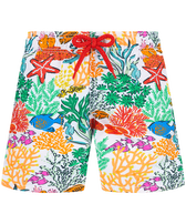 Fonds Marins Multicolores Badeshorts für Jungen Weiss Vorderansicht