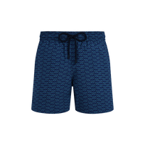 Men Wool Swim Shorts Fish Net Navy front view