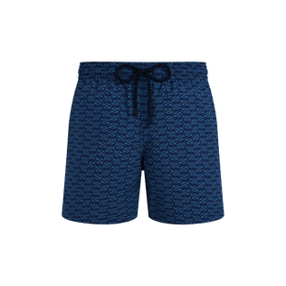 Men Wool Swim Shorts Fish Net Navy front view