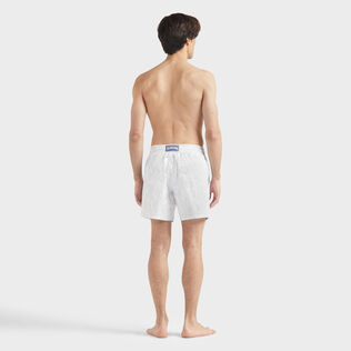 Men Swim Trunks Ronde des tortues Jacquard White back worn view