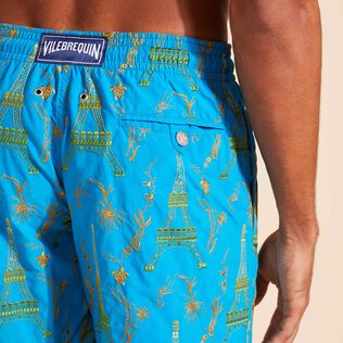 Men Swim Trunks Embroidered Poulpe Eiffel - Limited Edition Hawaii blue details view 2