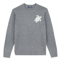 Men Wool and Cashmere Crewneck Sweater Turtle Grey front view