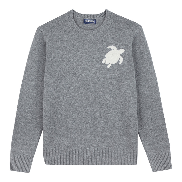 Men Wool And Cashmere Crewneck Sweater Turtle - Rayol - Grey