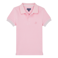 Boys Cotton Pique Polo Shirt Solid Marshmallow 正面图