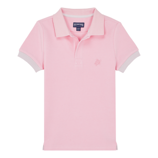 Boys Cotton Pique Polo Shirt Solid Marshmallow 正面图