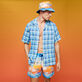 Men Bowling Shirt Checks - Vilebrequin x The Beach Boys Navy details view 7