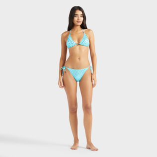 Women Triangle Bikini Top Relief Sparkling Disco green 正面穿戴视图