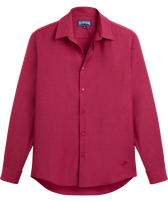 Men Wool Shirt Solid Crimson purple front view