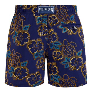 Men Swim Trunks Embroidered Hibiscus - Limited Edition Midnight back view