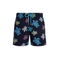 Bañador elástico con estampado Tortues Multicolores para hombre Azul marino vista frontal