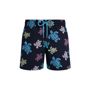 Bañador elástico con estampado Tortues Multicolores para hombre Azul marino vista frontal