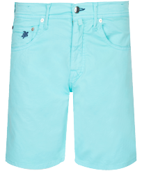 Bermudashorts aus Baumwollsatin im 5-Taschen-Design für Herren Lagune Vorderansicht