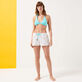 Iridescent Flowers of Joy Badeshorts mit Stickerei für Damen Weiss Details Ansicht 3