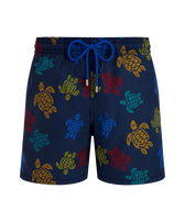男士 Ronde des Tortues Tricot 游泳短裤 - Vilebrequin x Falke Navy 正面图