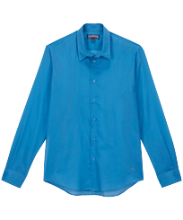 Camisa ligera unisex en gasa de algodón de color liso Calanque vista frontal