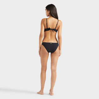Solid Midi-Bikinihose für Damen Schwarz Rückansicht getragen