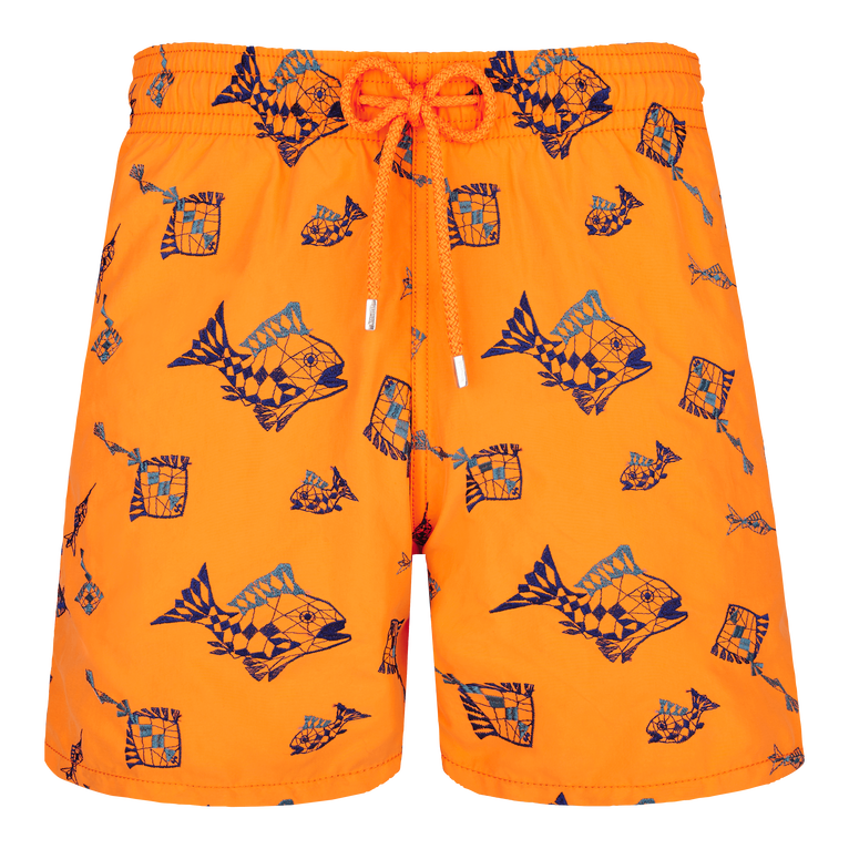 Men Swim Shorts Embroidered Vatel - Swimming Trunk - Mistral - Orange - Size L - Vilebrequin