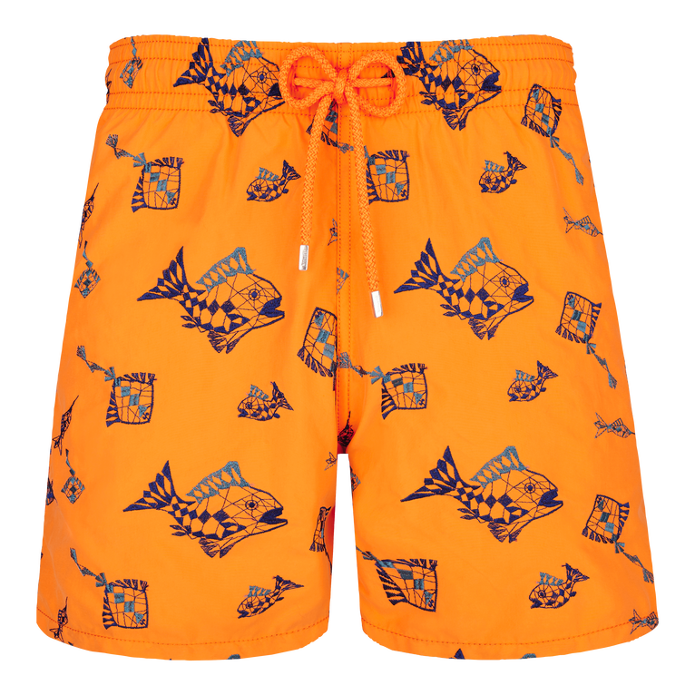 Men Swim Shorts Embroidered Vatel - Swimming Trunk - Mistral - Orange