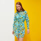 Robe Chemise en coton femme Butterflies Lagon vue portée de face