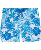 Girls Swim Shorts Tahiti Flowers White front view