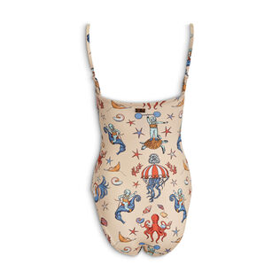 Women Bustier One-piece Swimsuit Aqua Circus - Vilebrequin for St. Regis Pink champagne back view