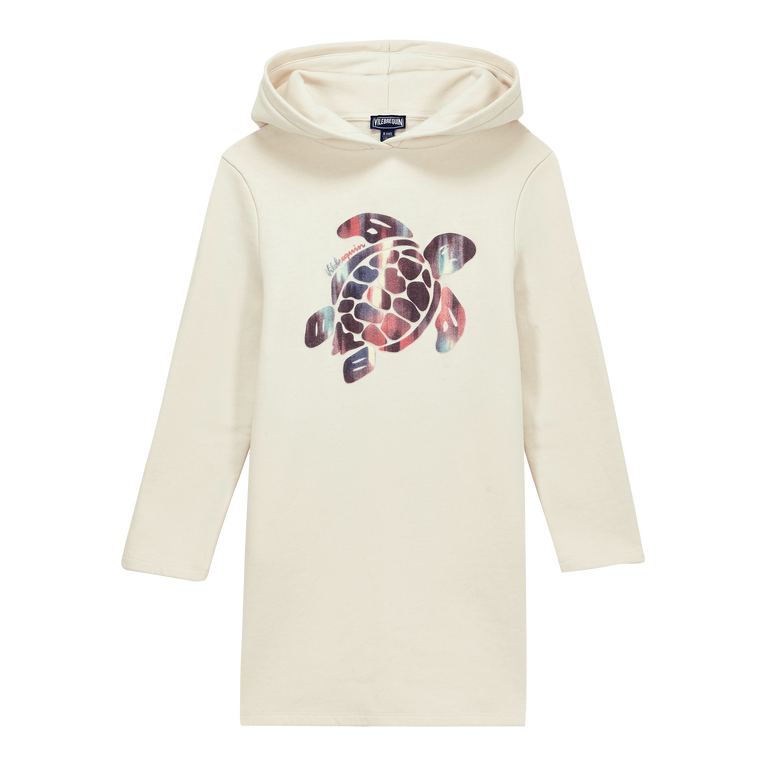 Vestito Bambina A Maniche Lunghe Con Cappuccio Ikat Turtle - Vestito - Gilla - Bianco