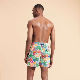 Men Swim Trunks Fonds Marins Multicolores White back worn view