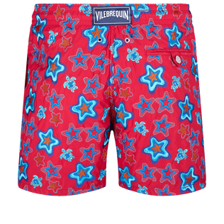 Men Embroidered Swim Trunks Stars Gift - Limited Edition Burgundy back view