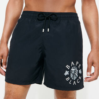 Men Embroidered Swim Shorts Black Solid - Vilebrequin x BAPE® BLACK Black details view 5
