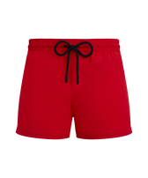 Men Swimwear Short and Fitted Stretch Solid Medicis red front view