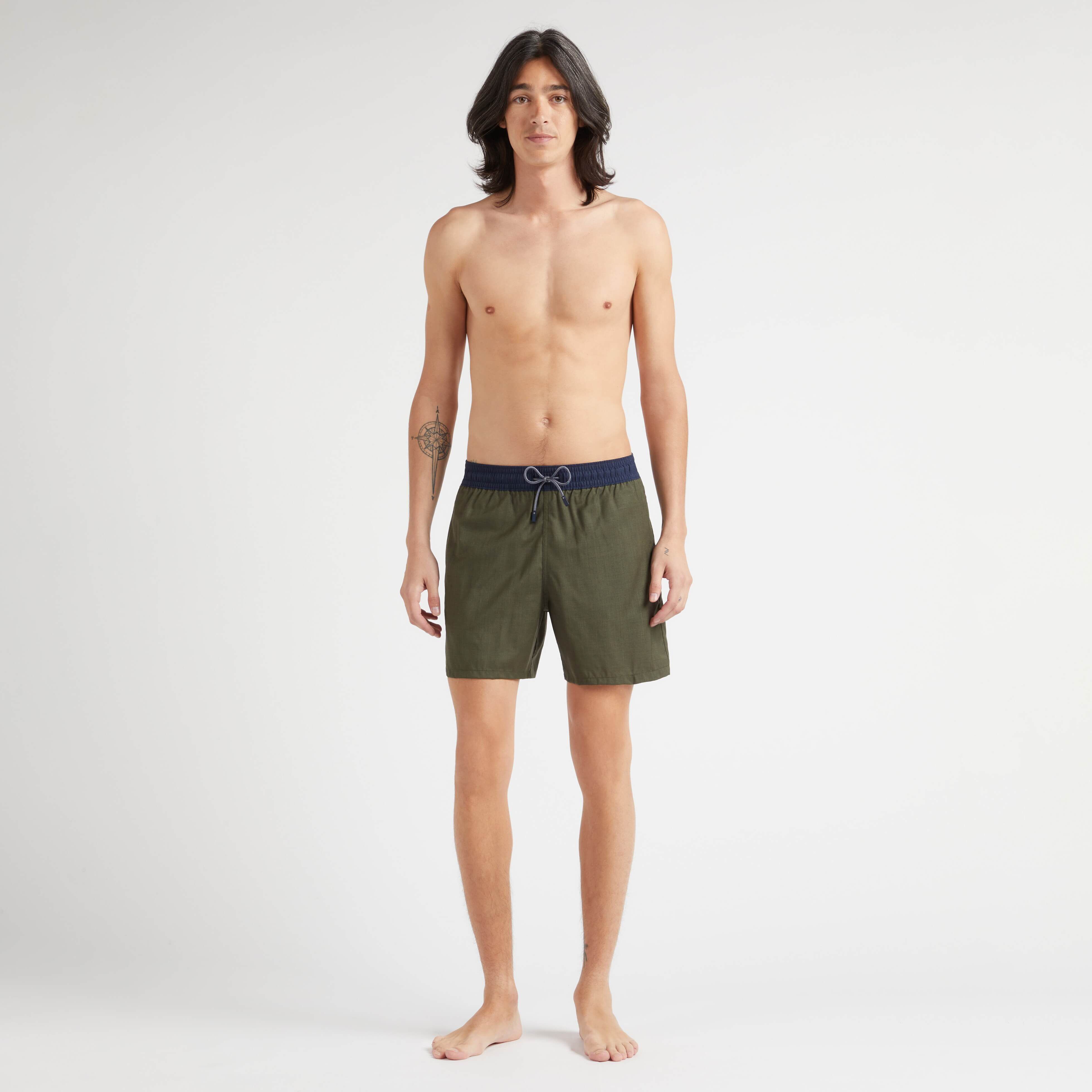 Olive swim trunks on sale