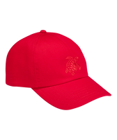 Unisex Cap Solid Poppy red women front worn view