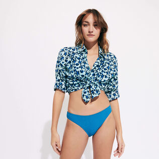 Braguita de bikini de talle medio con estampado de jacquard Plumes para mujer Calanque detalles vista 1