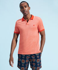 Hombre Autros Liso - Men Cotton Changing Color Pique Polo Shirt, Amapola vista frontal desgastada