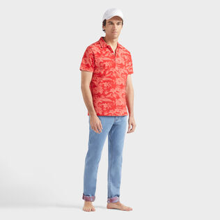 Men Cotton Polo Printed Lightening Flower Poppy red details view 1