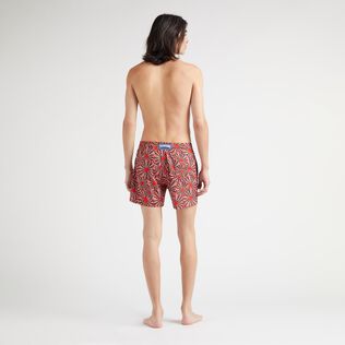 Men Stretch Short Swim Trunks Oursinades Poppy red back worn view