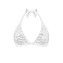 Top bikini donna all'americana Strass Bianco vista frontale