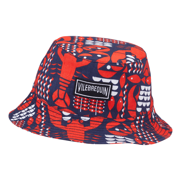 Unisex Linen Bucket Hat Graphic Lobsters - Boheme - Blue - Size XS/S - Vilebrequin