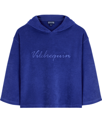 Solid Sweatshirt aus Frottee für Damen Purple blue Vorderansicht